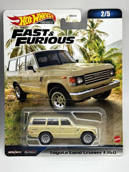 Hot Wheels Premium Fast Land Rover Defender Diecast Car Green Beige Metal Scale