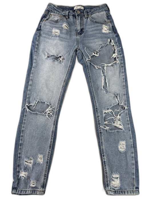 ALMOST FAMOUS Light Distressed Skinny Jeans Womens 1 Blue Stretch Cotton Blend