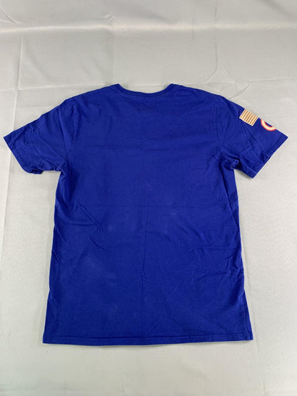 Chicago Cubs Shirt Mens Medium Blue MLB Baseball Nike Athletic Cut USA Flag Tee