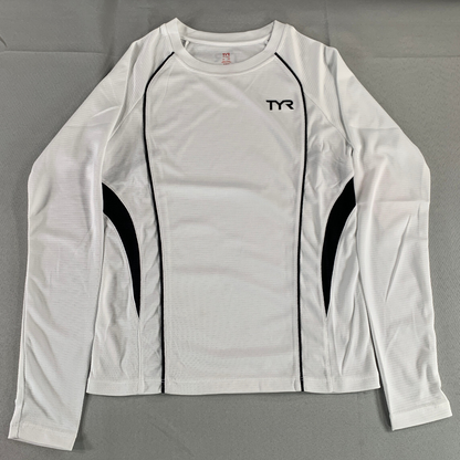 TYR Competitor Long Sleeve Top White XS Womens Compression Swim Tri Shirt Pullov