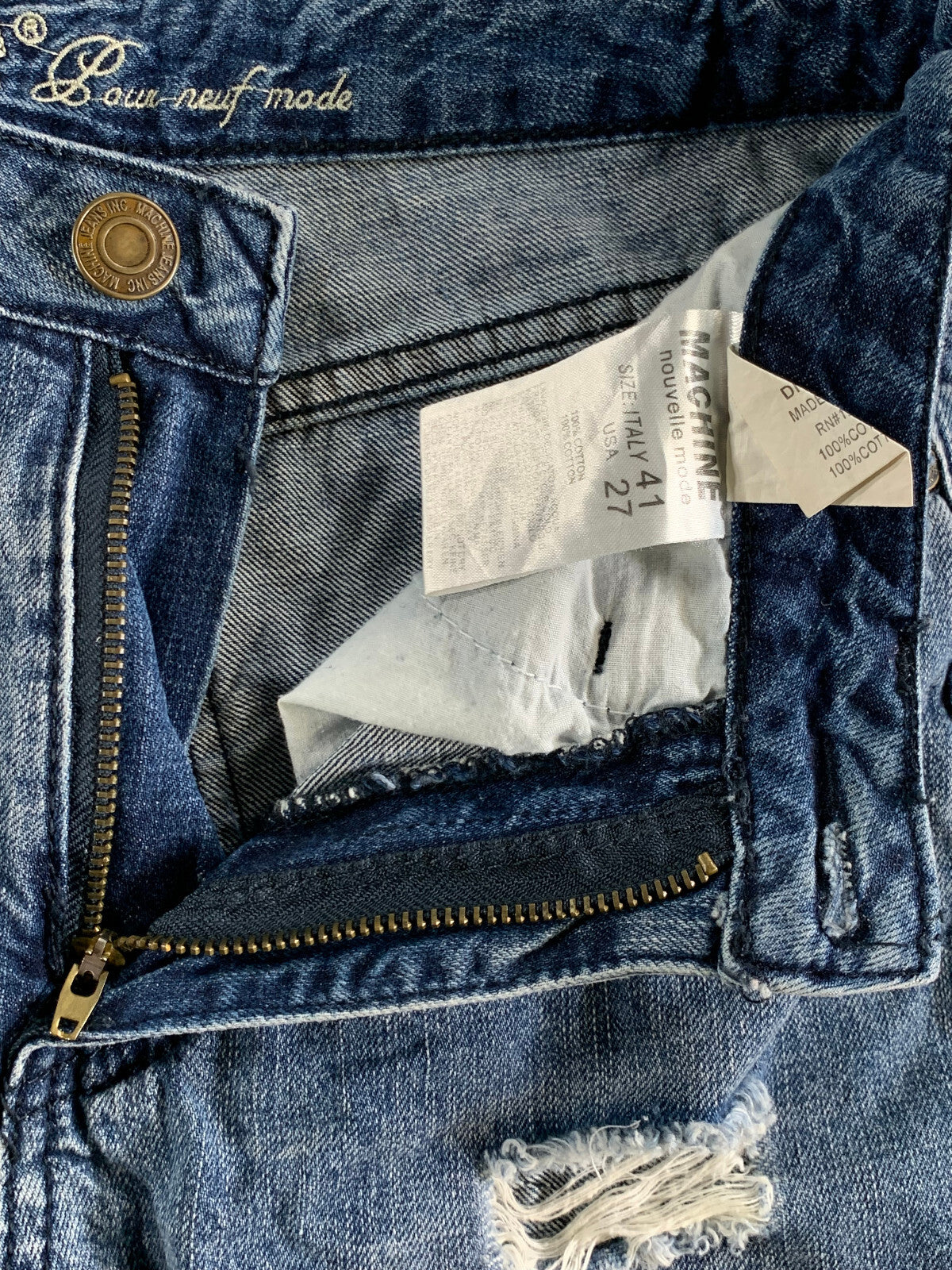 Machine Nouvelle Mode Jeans USA 27 Italy 41 Distressed Ripped Raw Hem Apparel