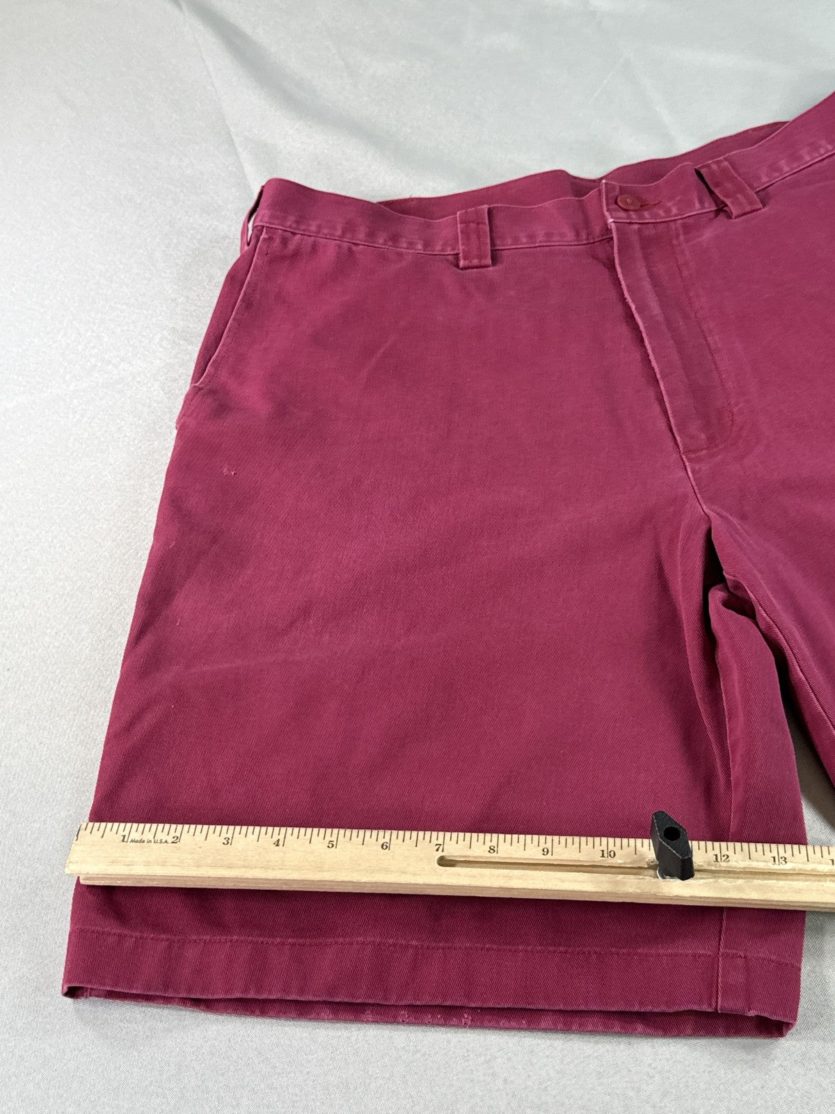 ASHWORTH AM 6174R Chino Shorts W36 Maroon 100% Cotton Pleated Thailand Golf