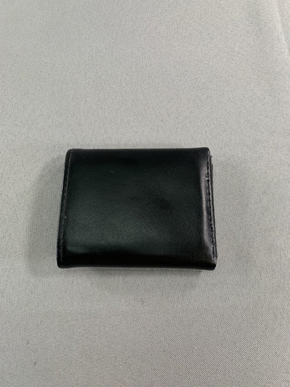 Tommy Hilfiger Wallet Mens Black Leather Trifold ID Window Logo Plaque Card Case