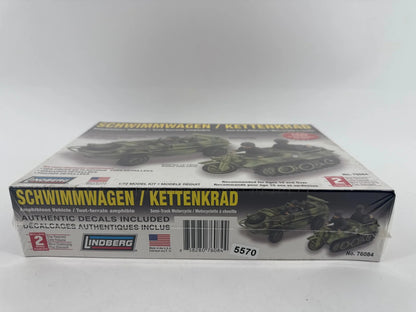 Lindberg 1/72 Schwimmwagen Kettenkrad Model Kit #76084 NEW Sealed WWII Unbranded
