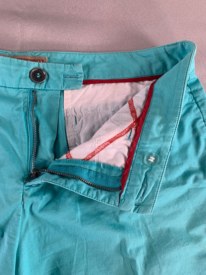 Khakis & Co Womens Chino Shorts Sz 12 Aqua Blue Flat Front Mid Rise 9" Inseam