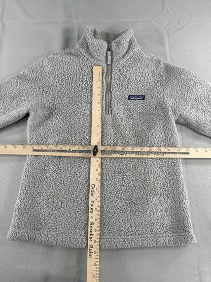Patagonia Sweater Womens Small Gray Fleece Quarter Zip Pullover Sherpa Jacket