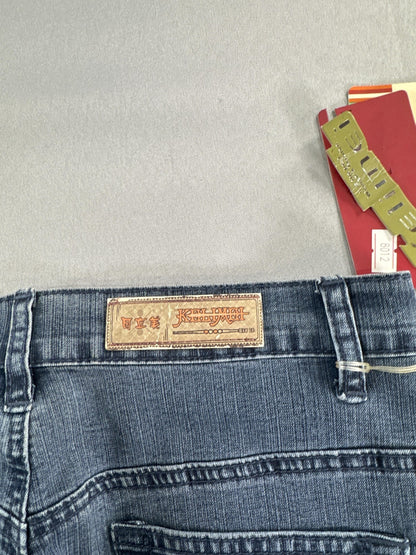 Ke Li Mei Jeans Womens Size 30 Blue Embroidered Floral Straight Leg Denim Pants