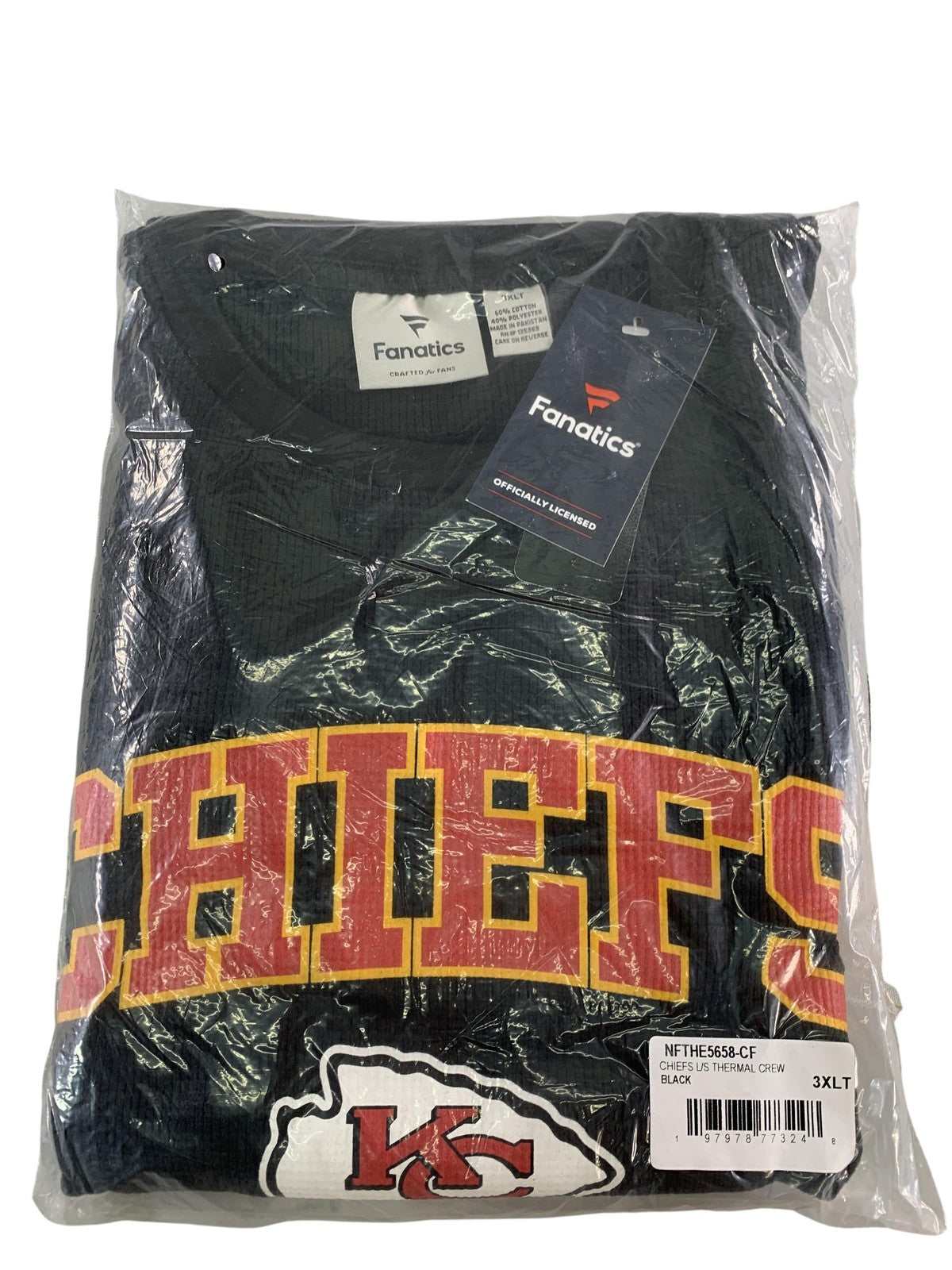 Kansas City Chiefs Shirt Mens 3XLT Black NFL Football Thermal Long Sleeve code