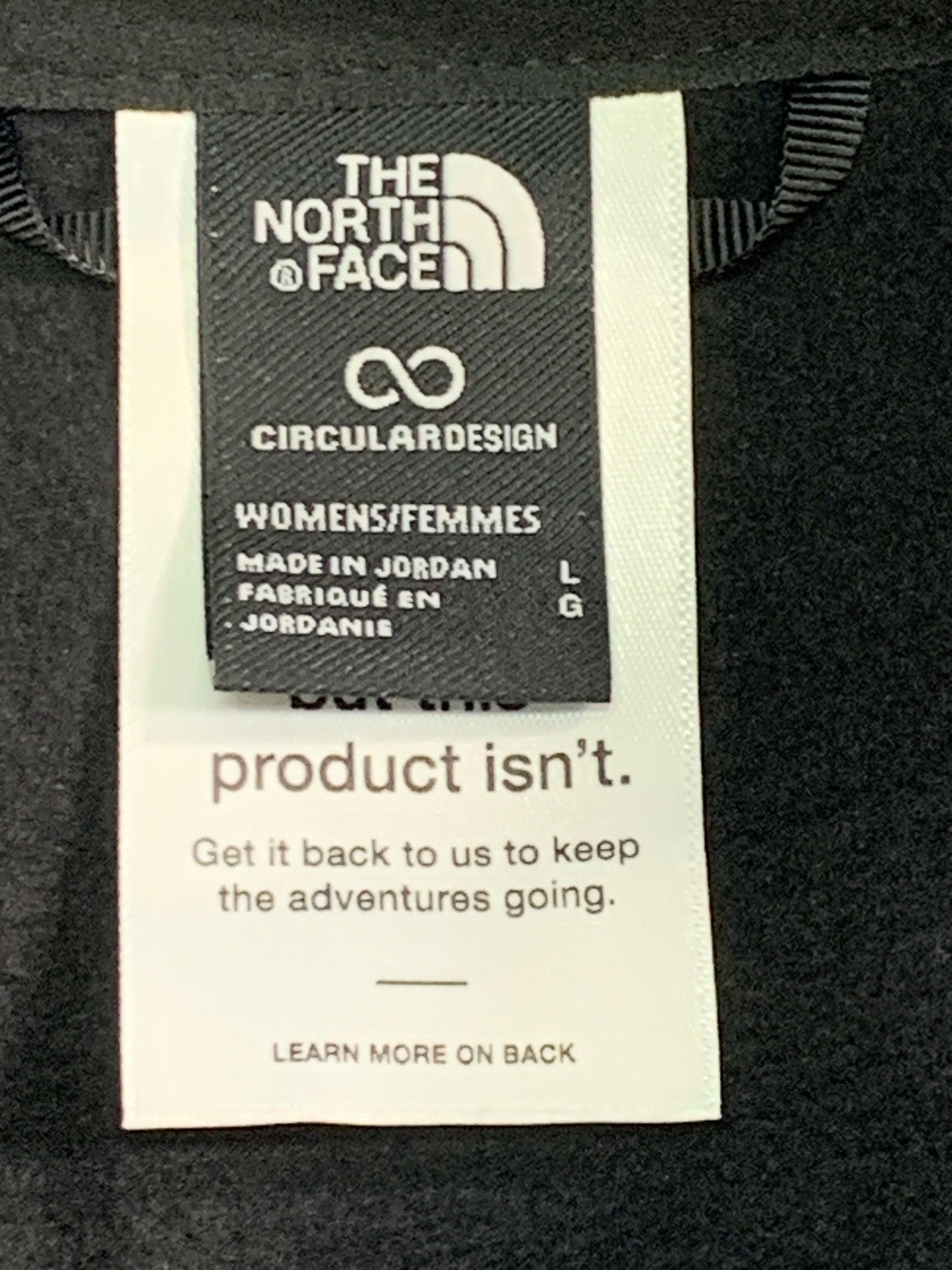 The North Face Hoodie Womens Large Black Fleece Pullover Circular Design Logo