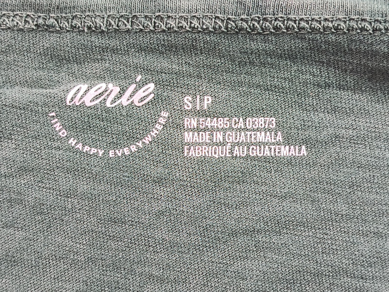 aerie Henley S Tee Womens S/P Green Cotton Short Sleeve Scoop Neck Pocket Soft