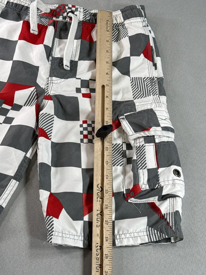 REBEL ACTIVE Streetwear Cargo Shorts YEARS 140CM Gray Red White Cotton Regular