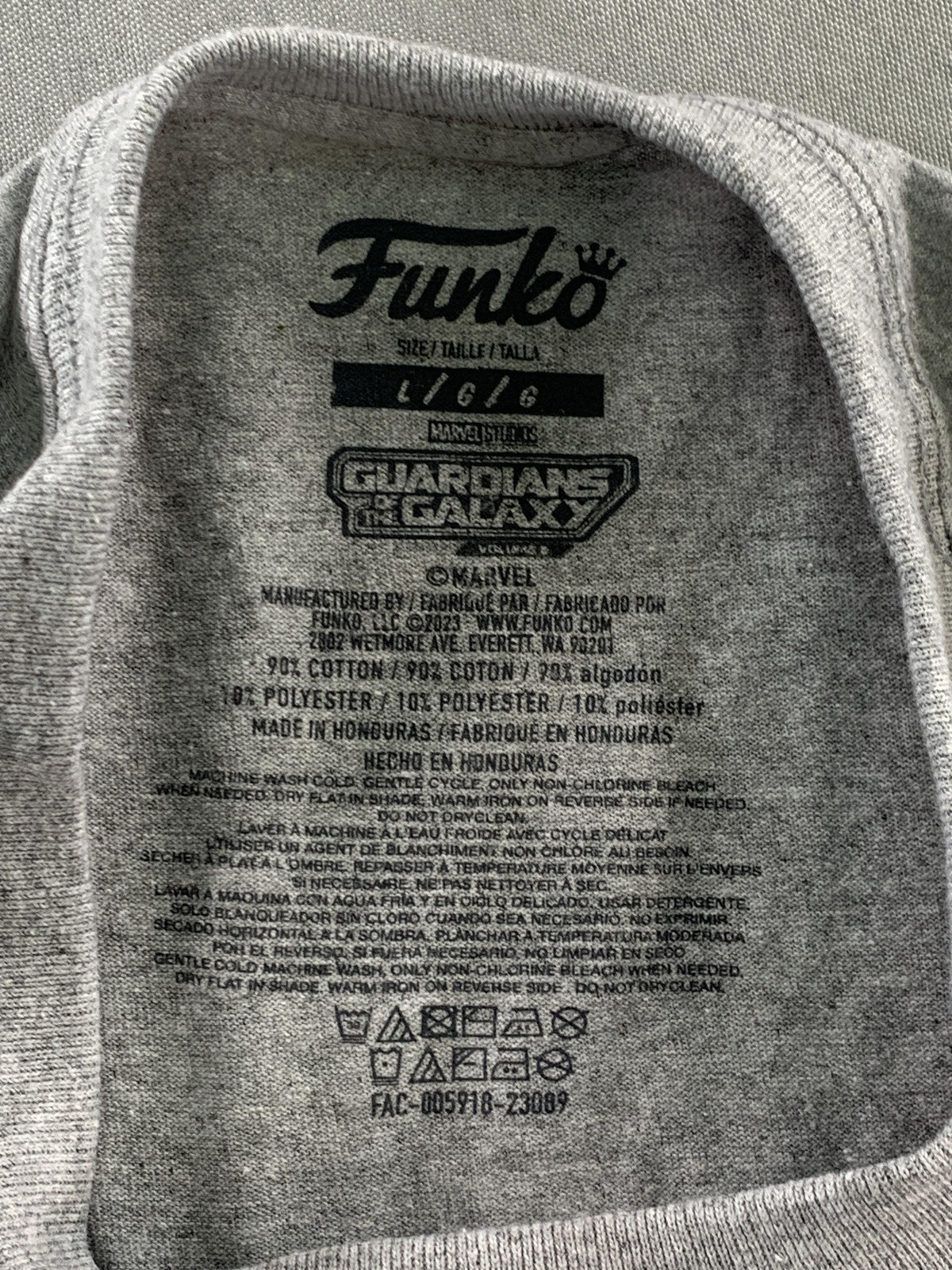 Funko Shirt Mens Large Gray Drax The Destroyer Marvel Guardians of the Galaxy