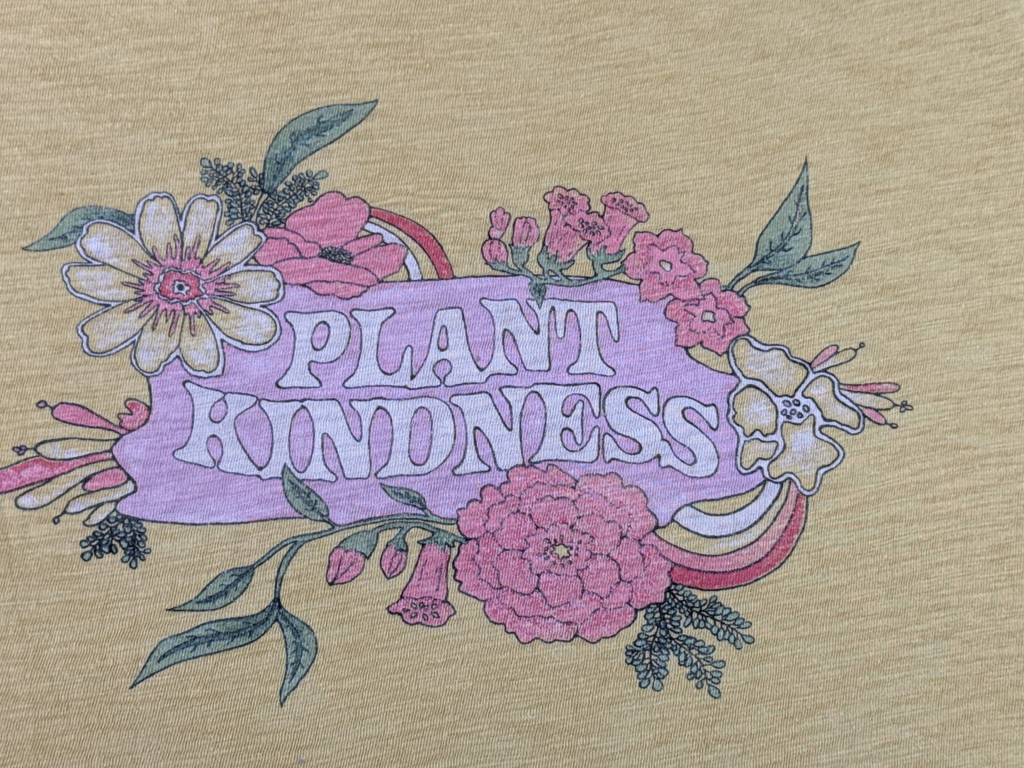 Old Navy Plant Kindness Graphic Tee Floral Yellow L Cotton Crewneck Short Sleeve