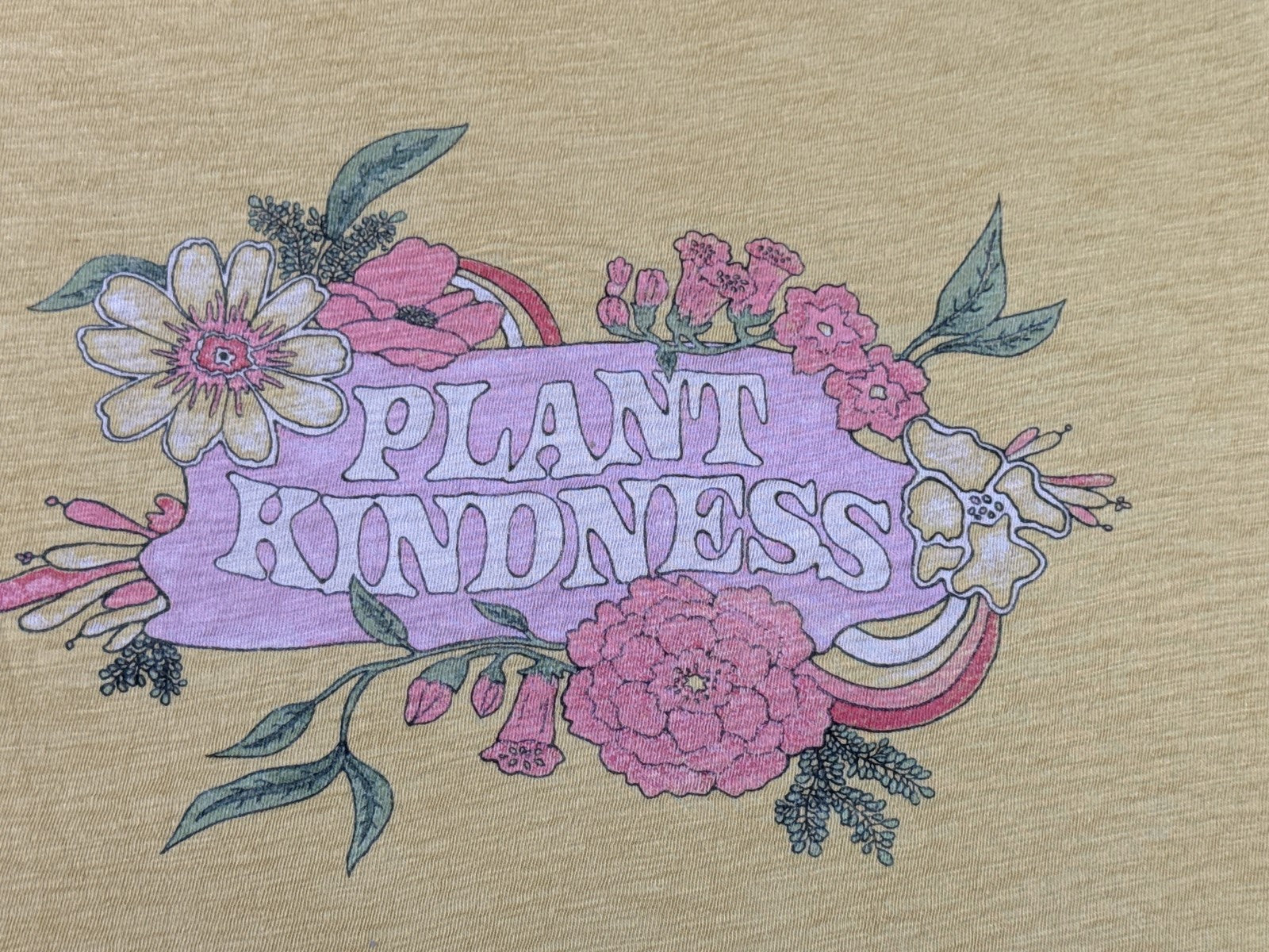 Old Navy Plant Kindness Graphic Tee Floral Yellow L Cotton Crewneck Short Sleeve