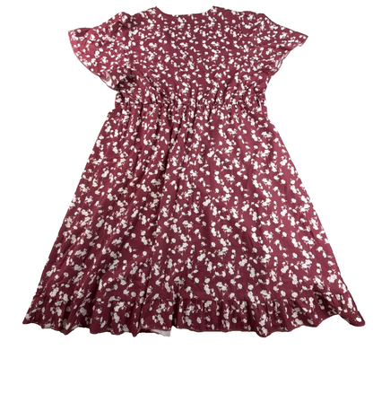 BloomChic Floral Wrap Mini Dress Burgundy Ditsy Flutter Sleeve Plus 22-24