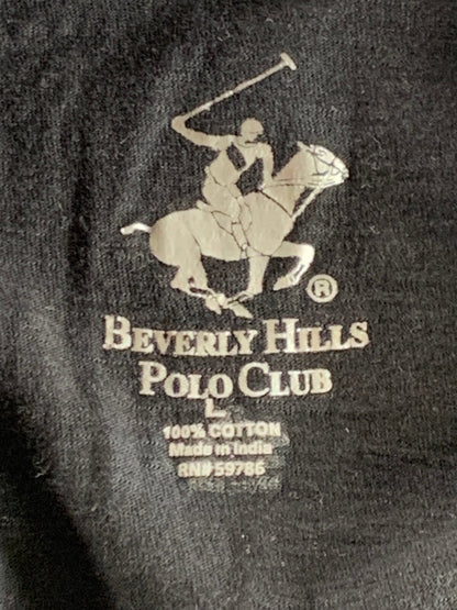 Beverly Hills Polo Club Men’s T-Shirt L Black Chest Pocket Logo 100% Cotton