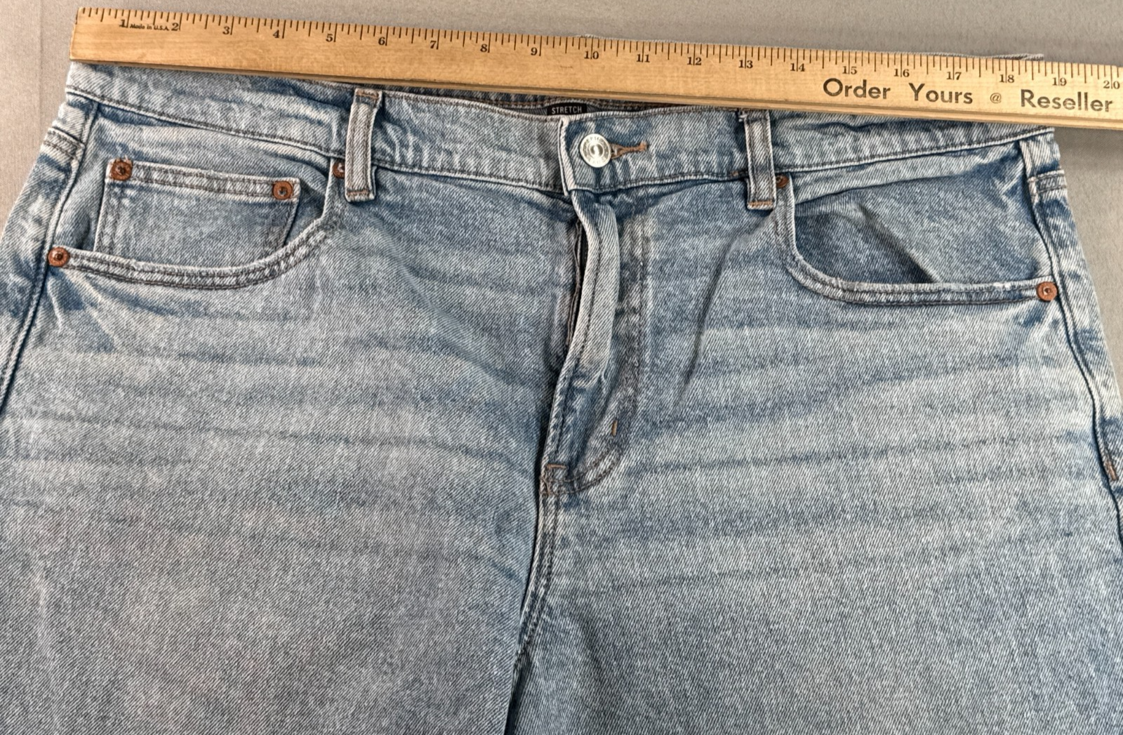 American Eagle Stretch Flare Jeans Women 38x30 Raw Hem Light Wash Denim