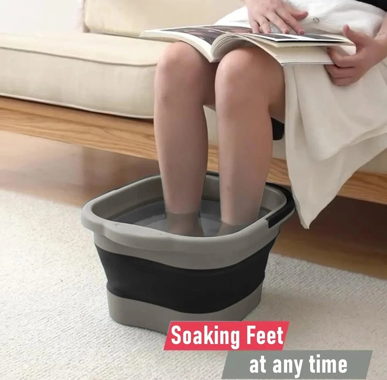 Foot Bath 15L(4GL) Collapsible Soak Tub W/Handle Foot Spa Massager Portable NWT