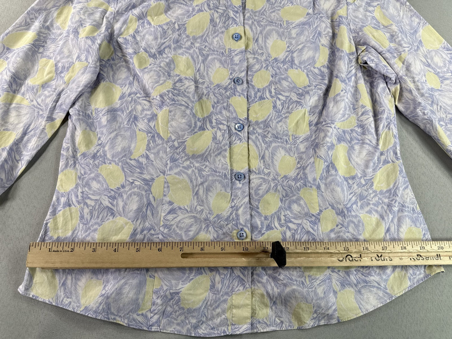 ANN TAYLOR Button Up All Over Print Collared Sleeve Regular Fit Womens L