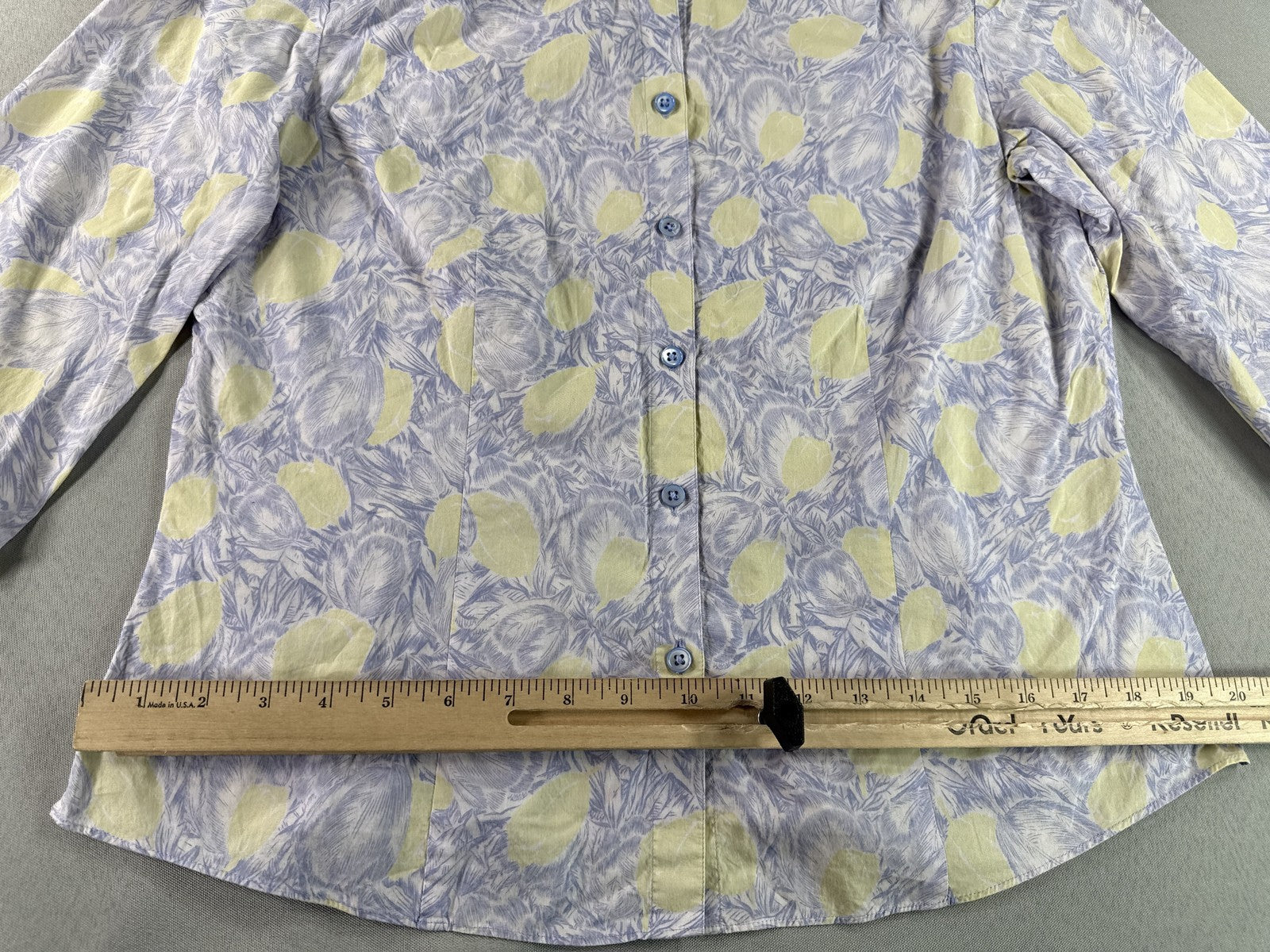 ANN TAYLOR Button Up All Over Print Collared Sleeve Regular Fit Womens L