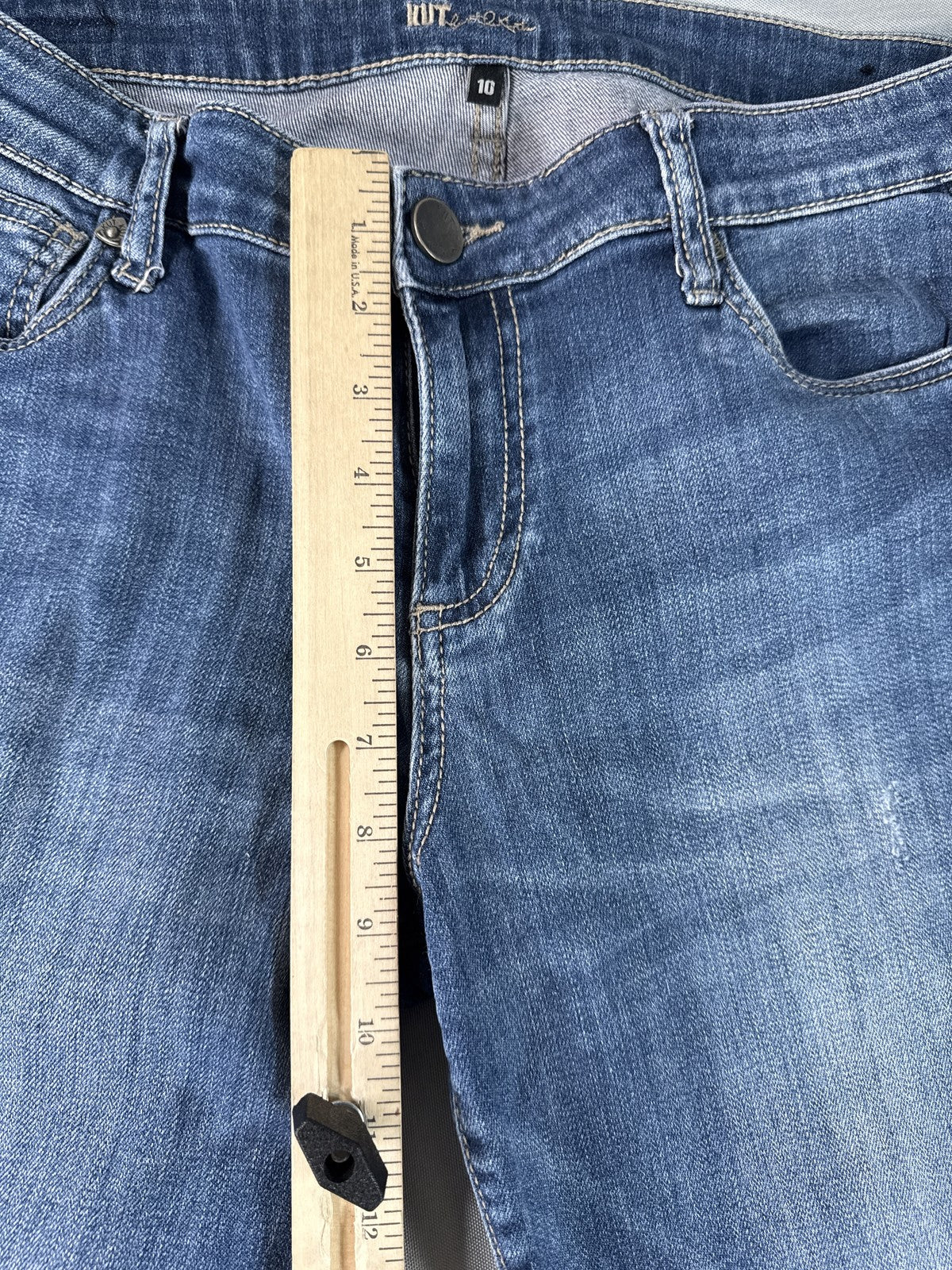 KUT Kloth KP176MA5N Jeans Womens 10 Blue Distressed Straight Leg Cotton Spandex