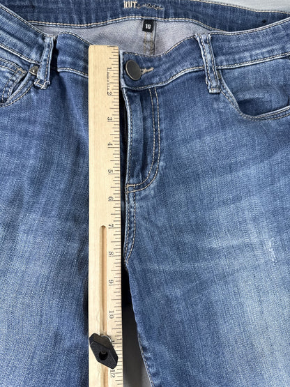KUT Kloth KP176MA5N Jeans Womens 10 Blue Distressed Straight Leg Cotton Spandex