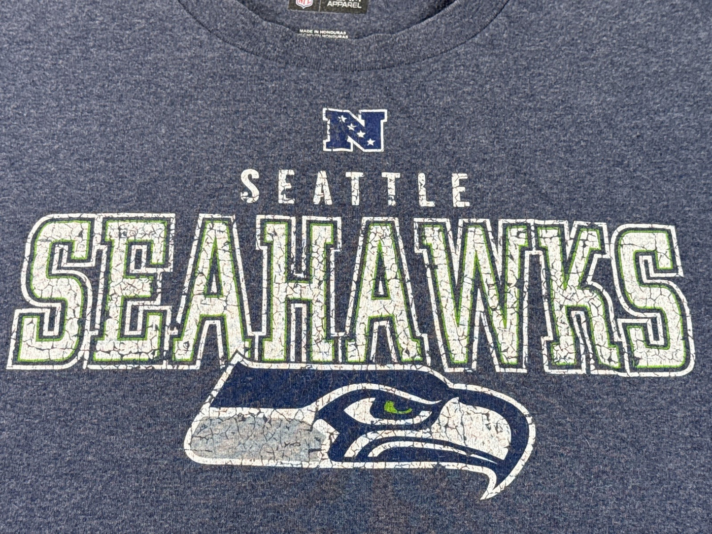 NFL Team Apparel Seattle Seahawks Long Sleeve Tee XL Blue Cotton Polyester