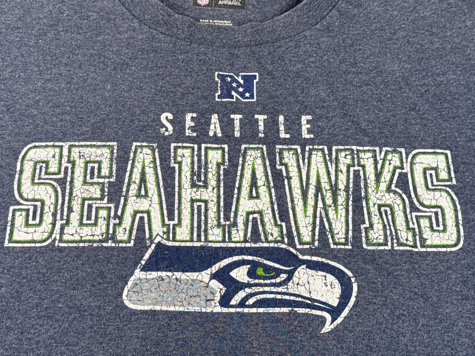 NFL Team Apparel Seattle Seahawks Long Sleeve Tee XL Blue Cotton Polyester
