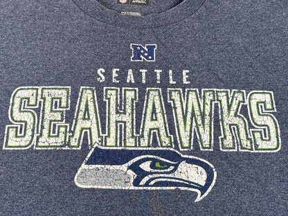 NFL Team Apparel Seattle Seahawks Long Sleeve Tee XL Blue Cotton Polyester
