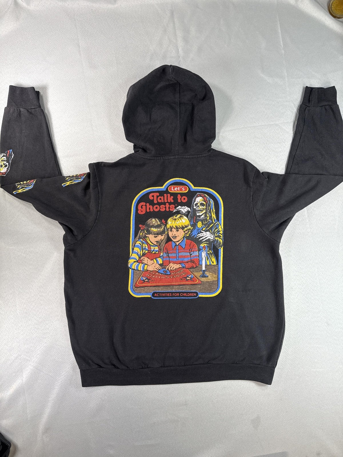 Steven Rhodes Let's Talk Skull Horror Hoodie XL Black Pullover Graphic Long