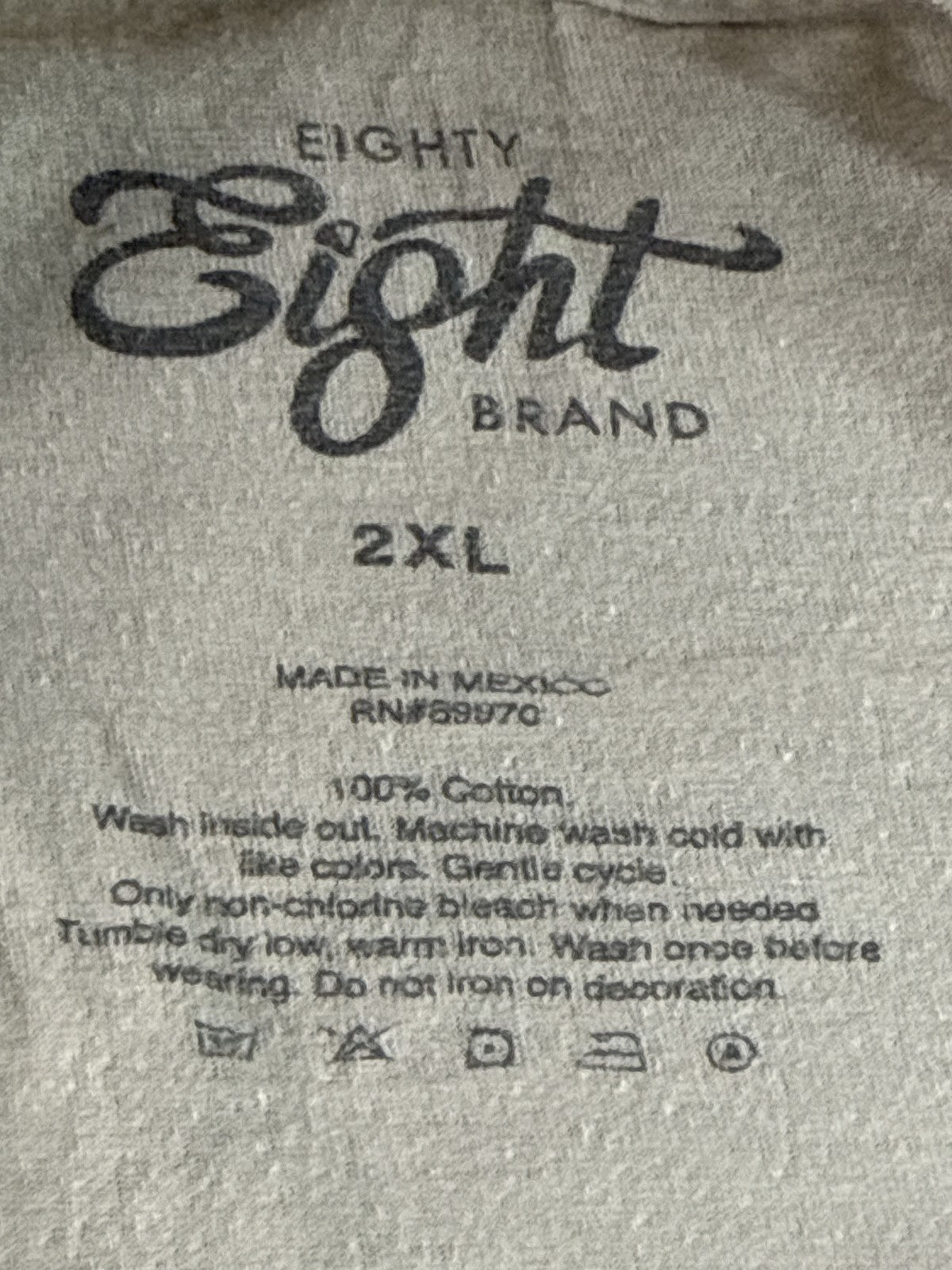 Eighty Eight Brand Smile Face Graphic Tee Streetwear 2XL Beige 100% Cotton