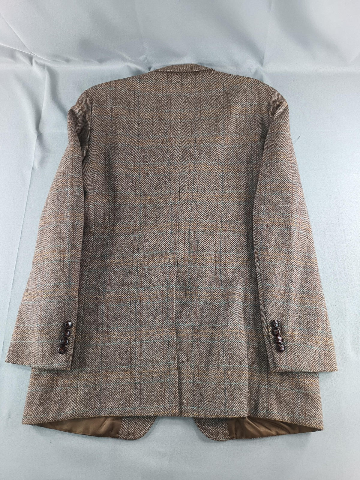 Vintage Evan-Picone Blazer Mens Large Brown Herringbone Wool Tweed Sport Coat
