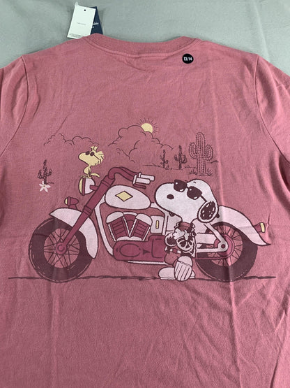 Abercrombie Kids Shirt Youth 13/14 Pink Snoopy Los Angeles Biker Club Oversized