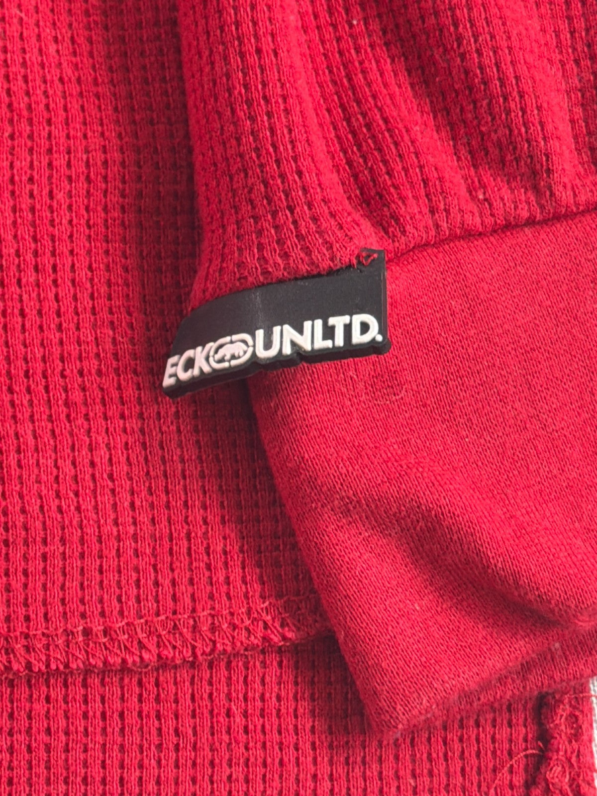 Ecko Unltd Thermal Waffle Knit Shirt Mens 3XL Red Long Sleeve Y2K Streetwear