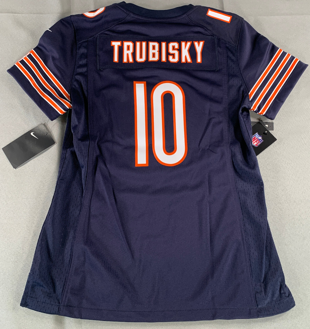 Nike Bears Trubisky Jersey Small NFL On Field #10 100 GSH Navy Blue Orange NWT