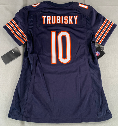 Nike Bears Trubisky Jersey Small NFL On Field #10 100 GSH Navy Blue Orange NWT