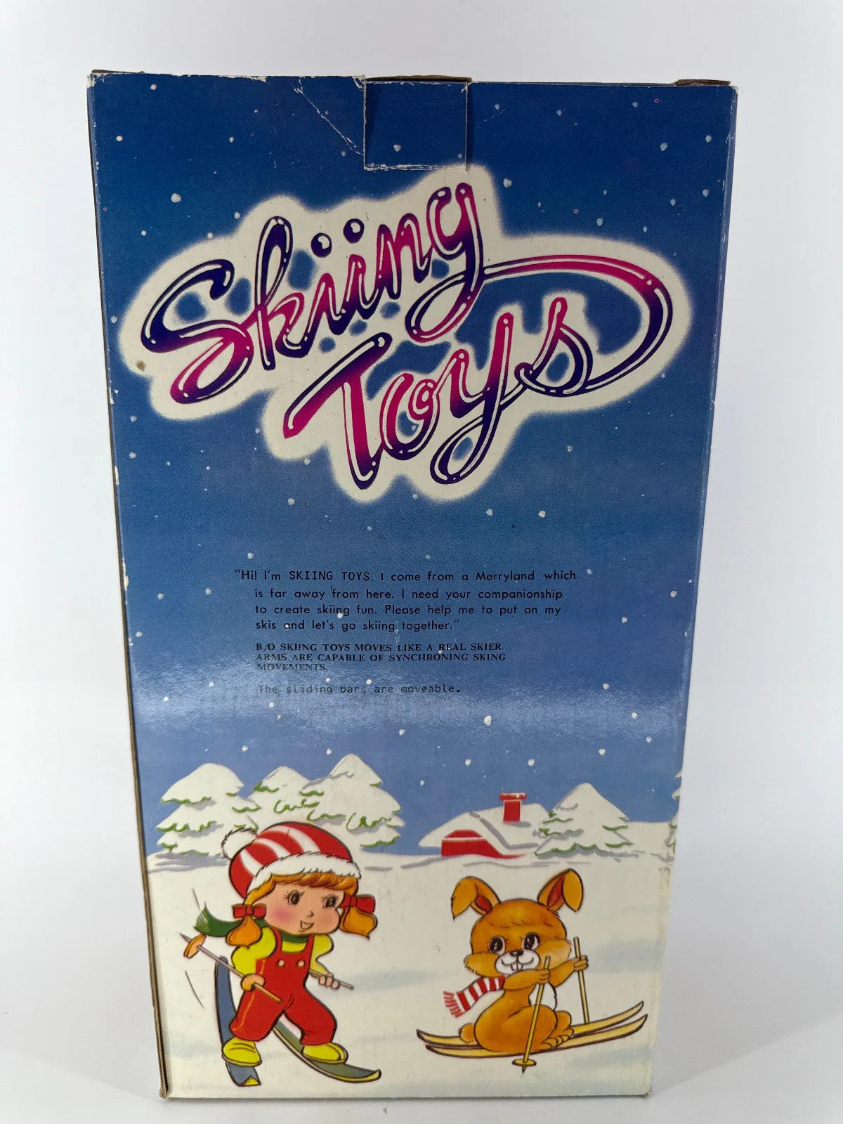 Vintage Battery Operated Skiing Toy Bear Plush Doll in Box Xmas Holiday Winter