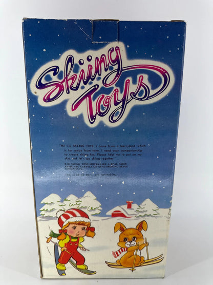 Vintage Battery Operated Skiing Toy Bear Plush Doll in Box Xmas Holiday Winter