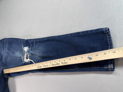 Old Navy Distressed Ripped Jeans Womens Blue Denim Mid Rise Skinny Stretch Rips