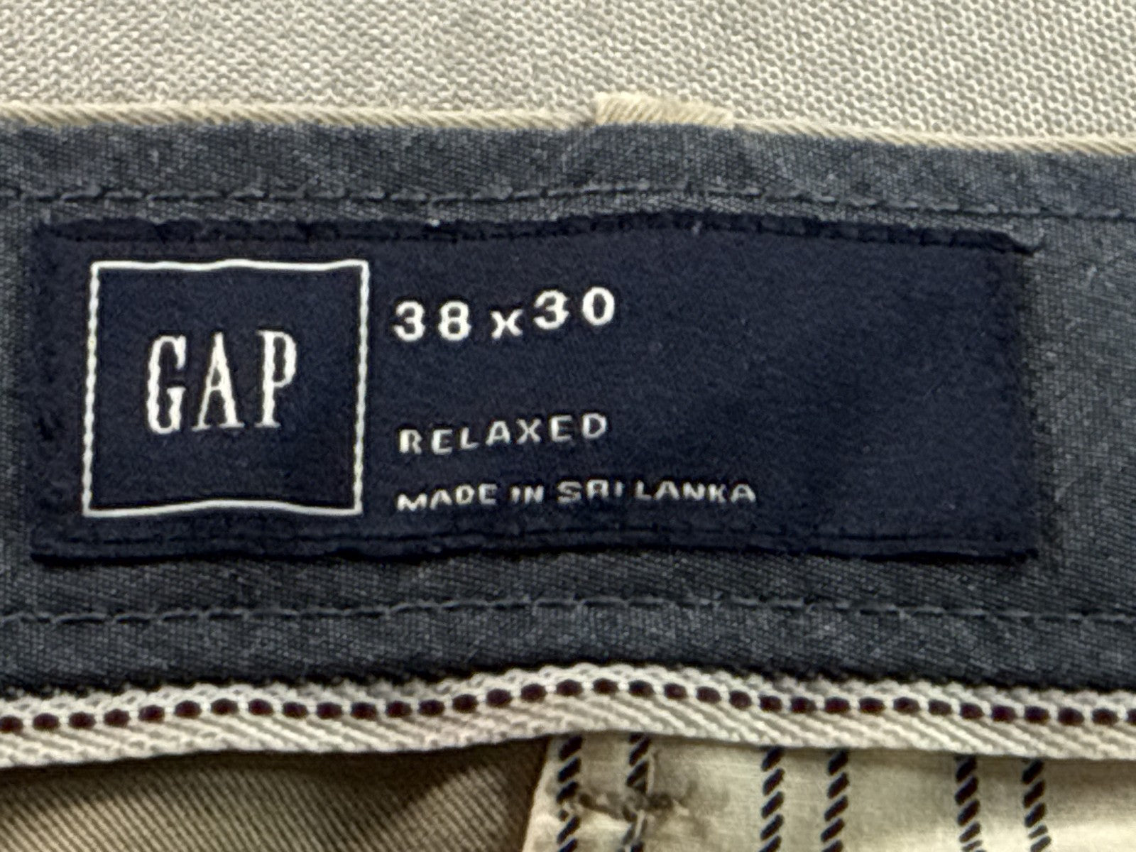 GAP Khaki Chino Pants 38x30 100% Cotton Flat Front Straight Leg Classic Fit