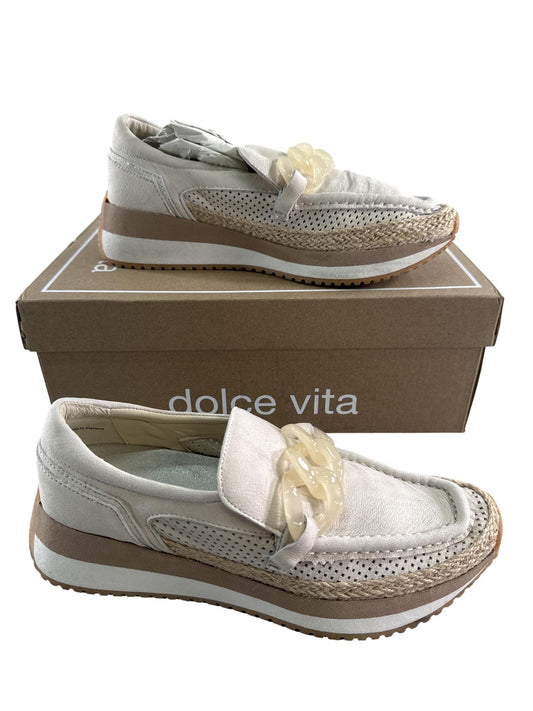 Dolce Vita Jadah Shoes Womens Size 8 Ivory Nubuck Chain Platform Loafers Slip On