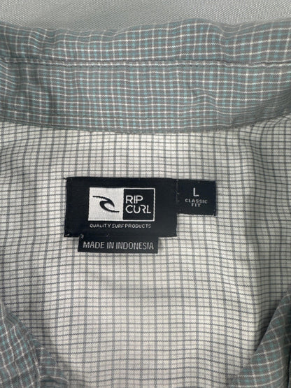 Rip Curl Shirt Mens Large Gray Short Sleeve Button Up Classic Fit Surf Casual
