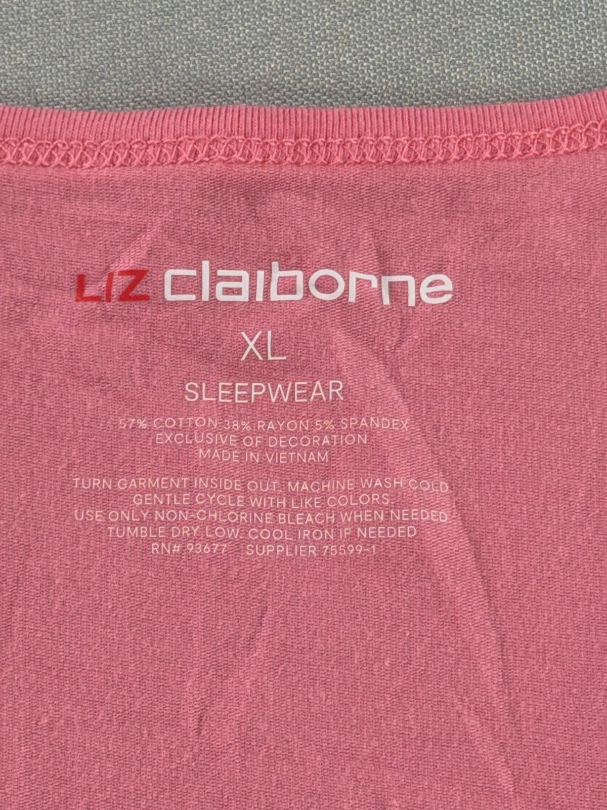 Liz Claiborne Sleepwear Women XL Pink Pajama Top Short Sleeve Pom Pom Trim