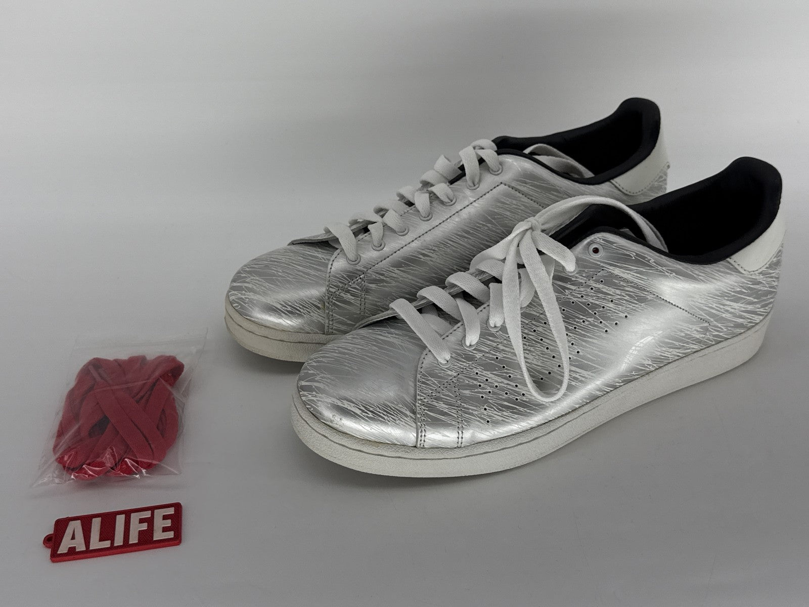 ALIFE Sneakers Womens 12 Silver Metallic Graphic Design Korea Leather