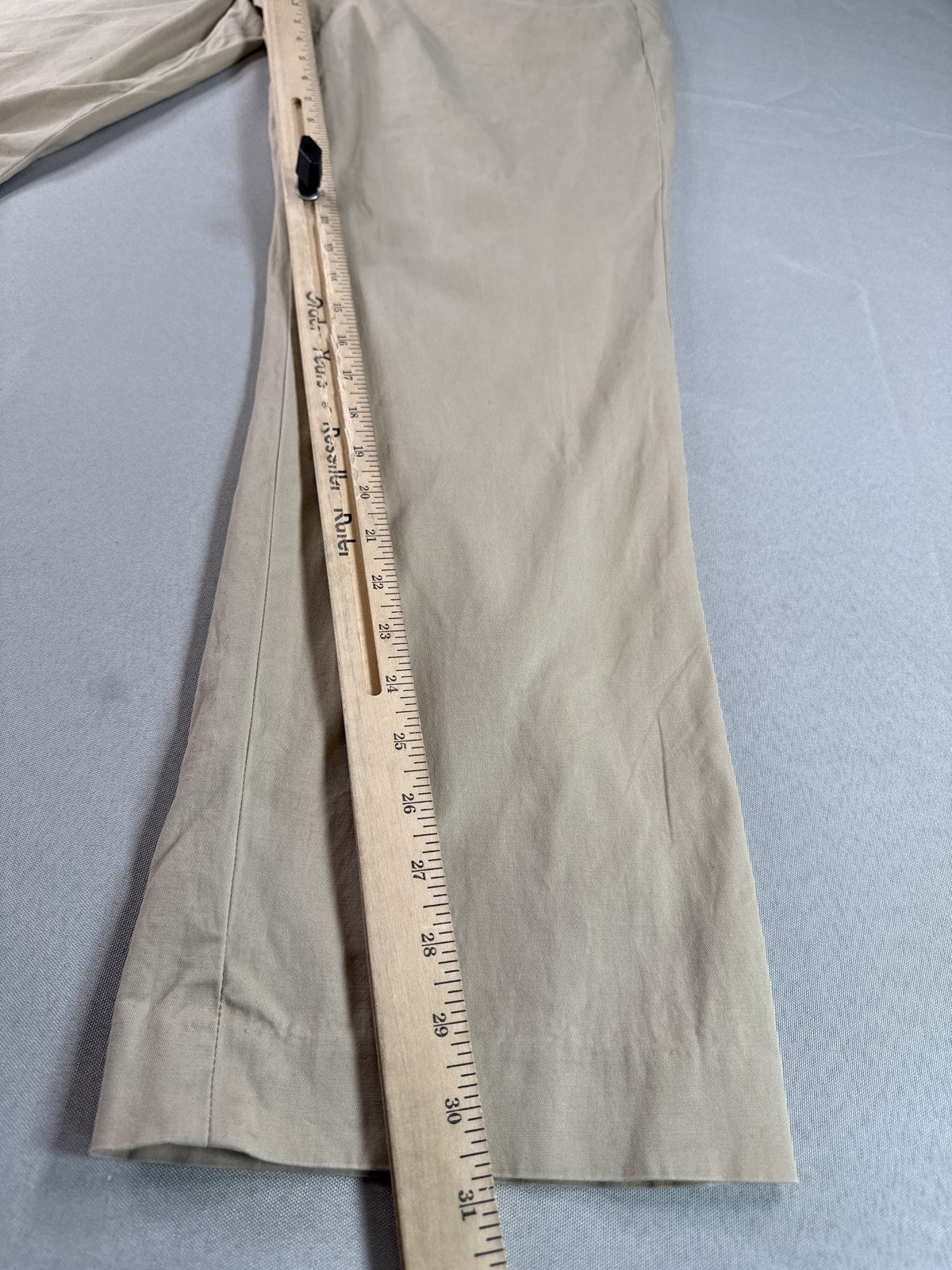 EXPRESS Chino Pants 34 34/32 Beige Cotton Spandex Flat Front Regular Fit Slim