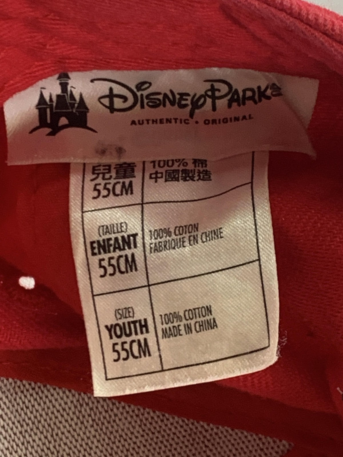 Mickey Mouse Hat Cap Snap Back Red Gray Pixel Embroidered Disney Parks Youth 100