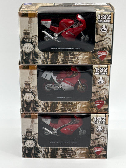 Ducati 1:32 Motorcycle Lot 851 Superbike 750F1 Diecast Bikes 3pc Boxed Set 132