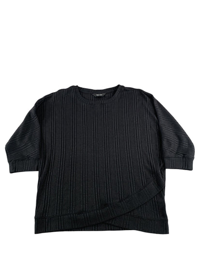 Simply Vera Vera Wang Sweater Womens Small Black Ribbed Knit Pullover Top Layer
