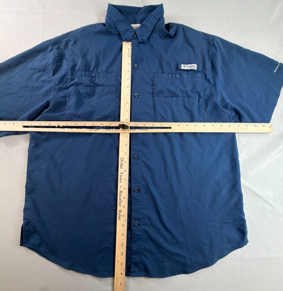 Columbia PFG Tamiami II Mens 2XL Navy Blue Vented Fishing Shirt Omni Shade SS