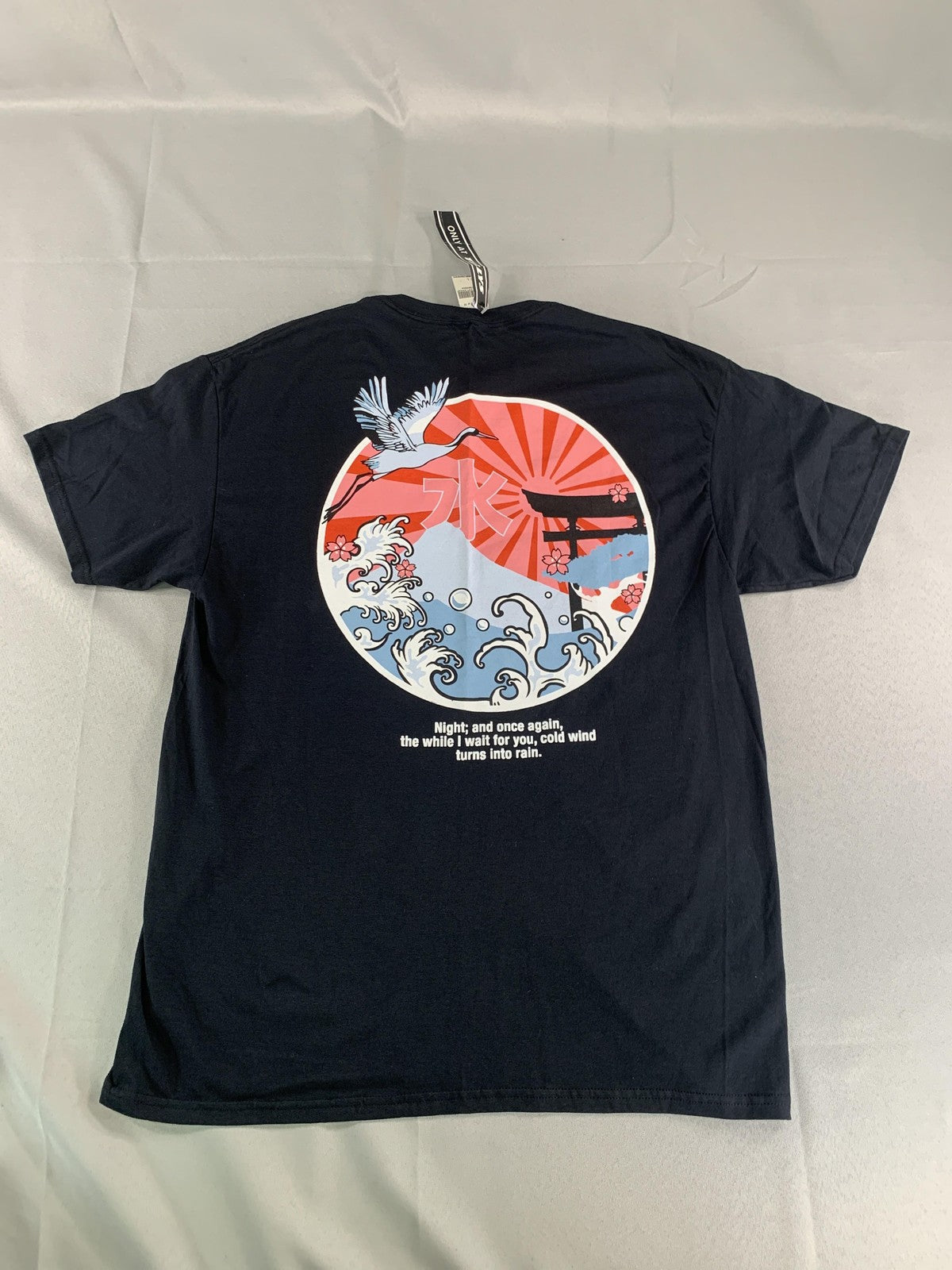 CVLA Sun Wave Shirt Mens Large Black Japanese Graphic Crane Torii Tillys Tee